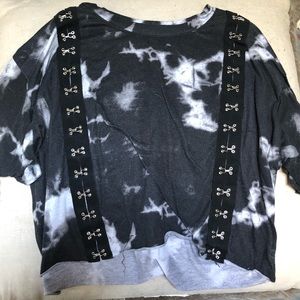 This is a black and grey marble crop top